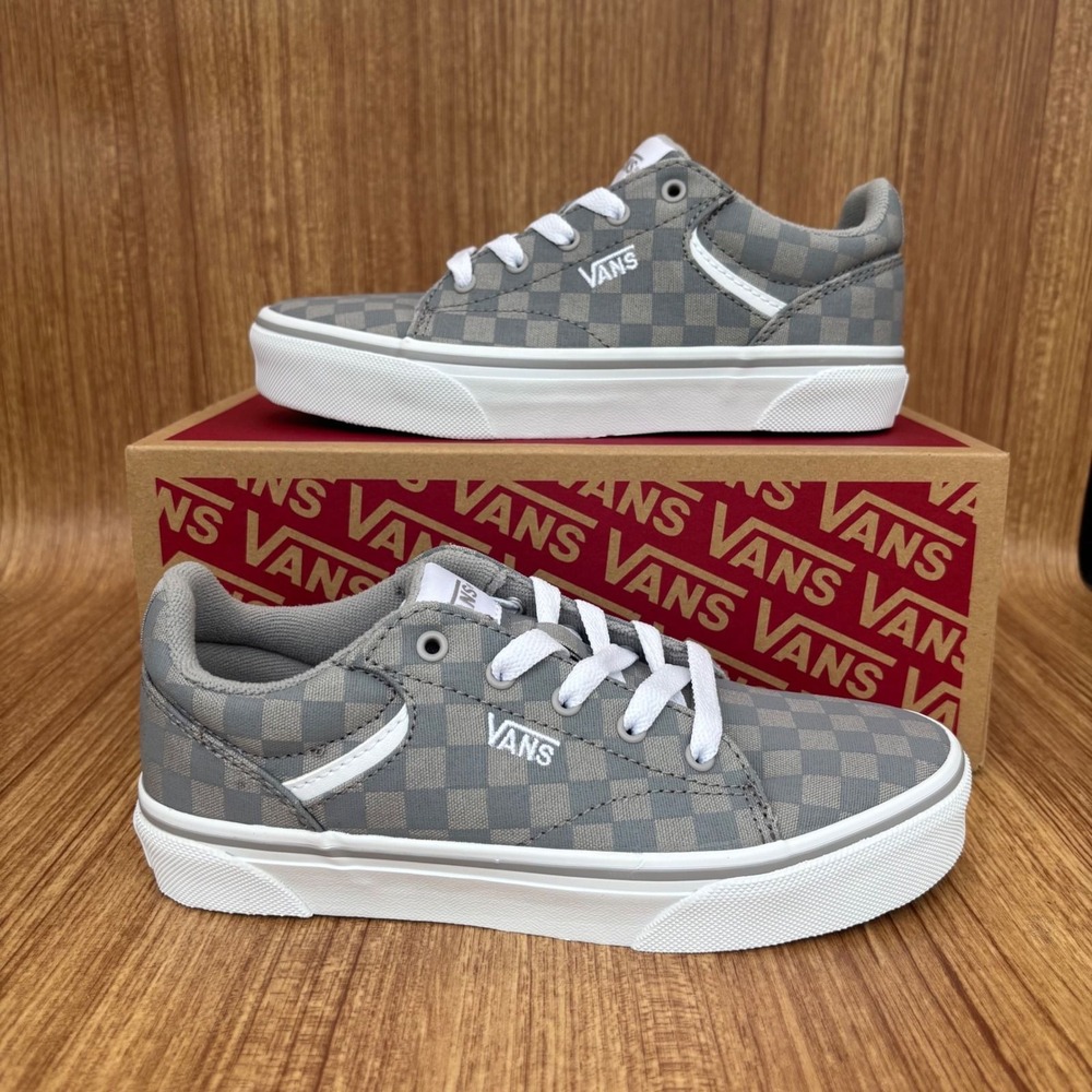 Vans Seldan Sneaker Kids Size 2.0 Gray New Checkerboard Low Top VN000CXFBGF